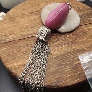P128 native natural stone‎ tassel cherry orchard pendant